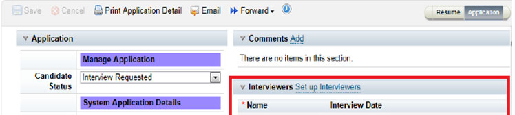 Interview Central in SuccessFactors Dashboard Screenshots