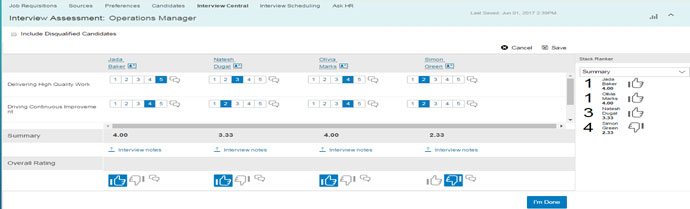 Interview Central in SuccessFactors Dashboard Screenshots