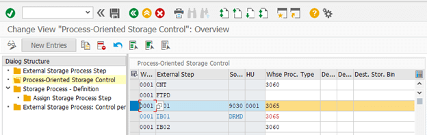 Define Storage Control for each External Storage Process Step