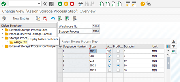 Define Storage Process & assign process steps to storage process