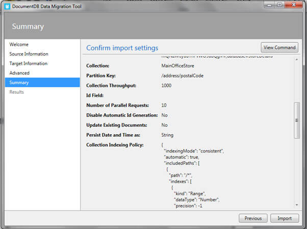 confirm import settings